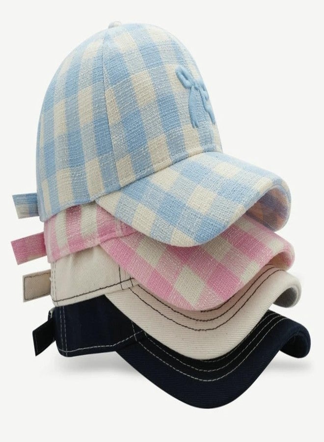 Caistre Bow-Tie Baseball Cap for Women Fashion Y2k Sun Visors Bright Color Trucker Hat Wide Brim Visor Cap for Travel Vacation 2025 Pink - Image 2